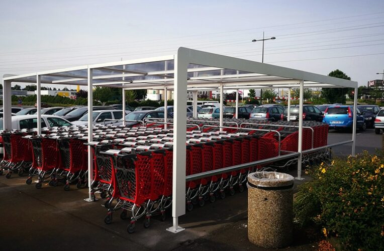 Abri Plus - Abri chariots - Abri sur mesure pour Auchan - Modèle double côte côte et dos à dos